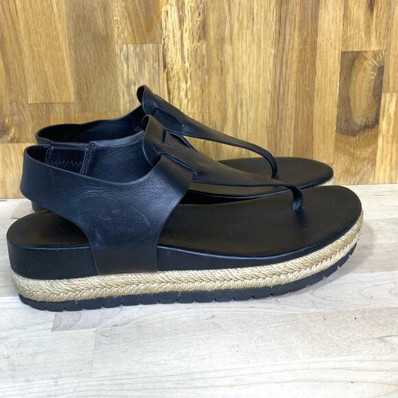 Vince Flint Black Leather Espadrille Sandals Platform 35.5 - Picture 5 of 9